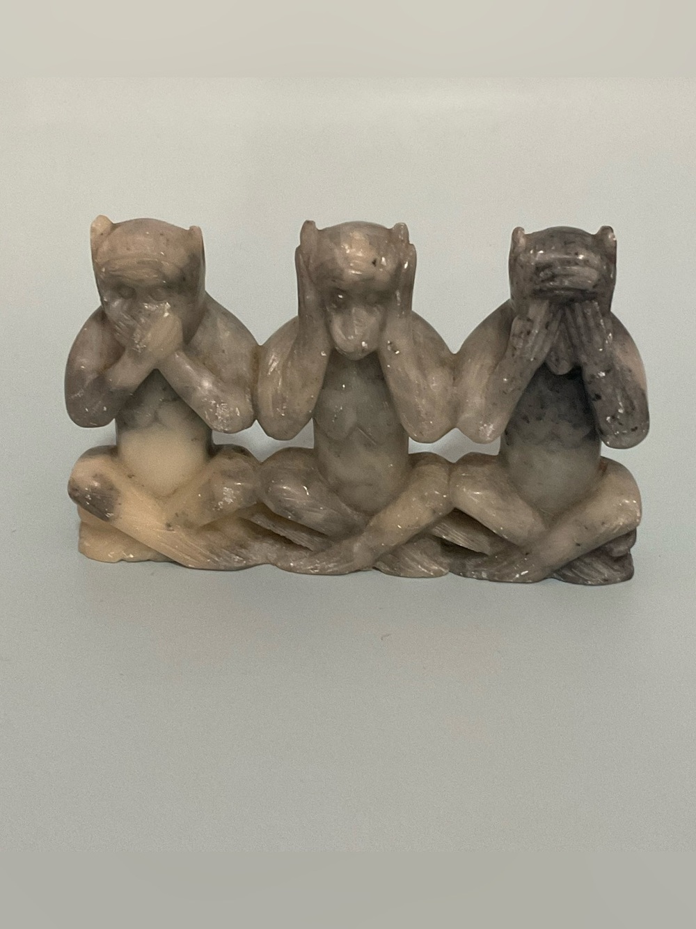 VTG Chinese Soapstone Carving of Monkeys See No Evil Hear No Evil Speak No Evil